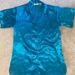 Vintage Victoria's Secret Sleep Night Shirt Women's S Oversized Satin Buttondown
